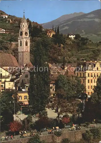 Merano Suedtirol Passeggiata con la Parrocchia Kurpromenade Pfarrkirche Kat. Merano