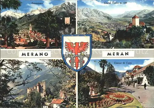 Merano Suedtirol Panorama Schloss Tirol Brunnenburg Kurhaus Kat. Merano