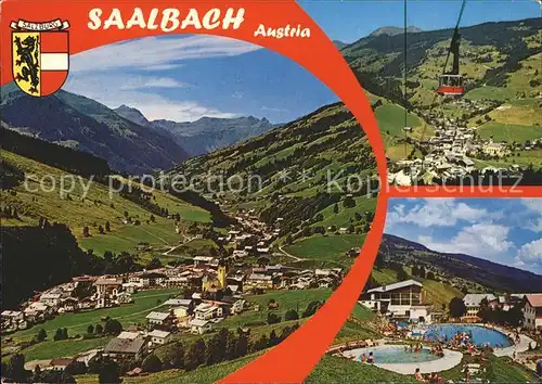 Saalbach Hinterglemm Panorama Hoehenluftkurort Schwimmbad Kabinenbahn Alpen Kat. Saalbach Hinterglemm