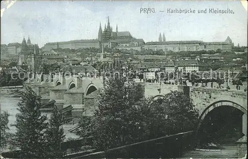 Prag Prahy Prague Karlsbruecke mit Kleinseite Kat. Praha