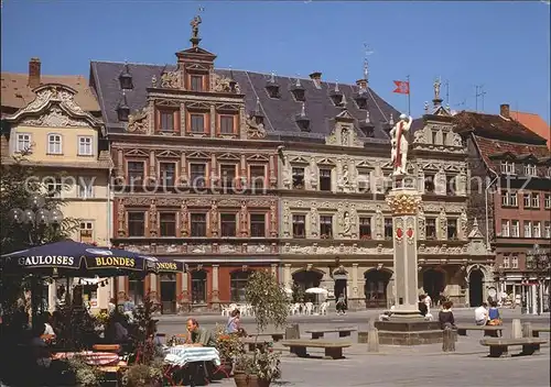 Erfurt Fischmarkt mit Roland und Haus Zum Breiten Herd Kat. Erfurt