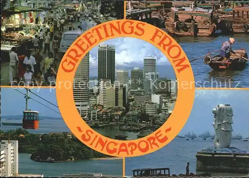 Singapore Seilbahn Markt Fliegeraufnahme Skyline Kat. Singapore
