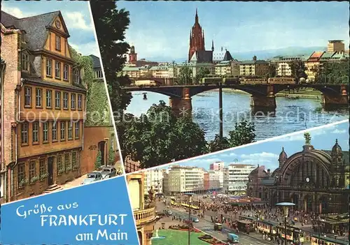 Frankfurt Main Goethe Haus Mainufer mit Dom Hauptbahnhof Kat. Frankfurt am Main