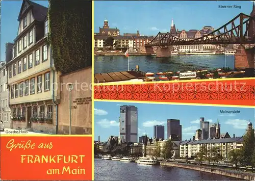 Frankfurt Main Eiserner Steg Mainansicht Goethe Haus Kat. Frankfurt am Main