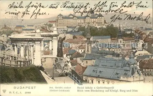 Budapest Koenigliche Burg Ofen Gellert Denkmal  Kat. Budapest