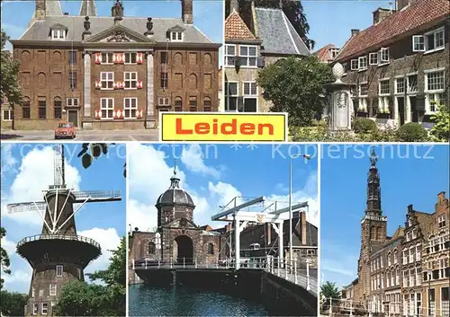 Leiden Windmuehle Rathaus Turm Morspoort Kat. Leiden