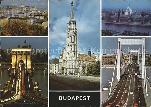 Budapest Bruecke Kirche Teilansicht Kat. Budapest