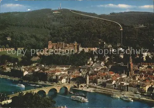 Heidelberg Neckar Blick auf die Bergbahn Koenigsstuhl Fersehturm Kat. Heidelberg