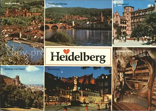 Heidelberg Neckar Schlosshof Grosses Fass Kornmarkt Kat. Heidelberg