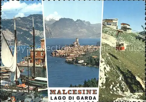 Malcesine Lago di Garda Seilbahn Fliegeraufnahme Hafen Kat. Malcesine