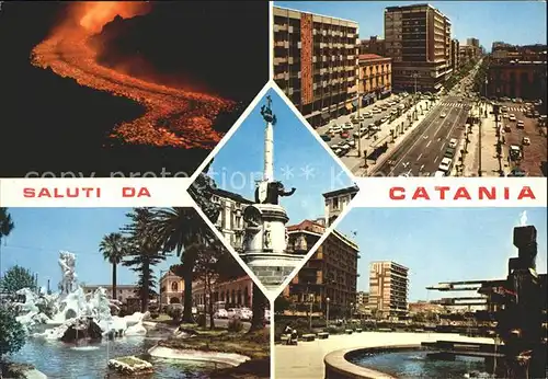 Catania Vulkan aetna Lavastrom Teilansichten Brunnen Kat. Catania