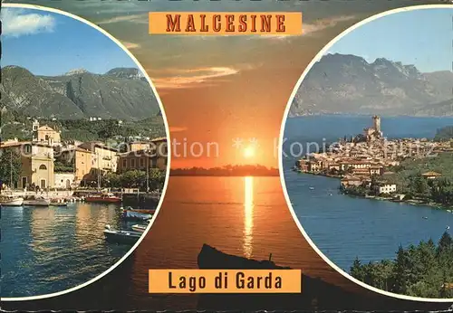 Malcesine Lago di Garda Hafen Sonnenuntergang Gardasee Alpen Kat. Malcesine