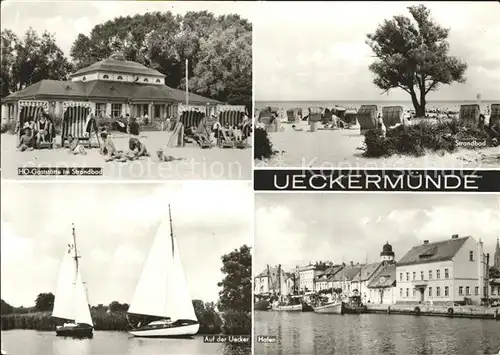 Ueckermuende Mecklenburg Vorpommern Ho Gaststaette Strandbad Uecker Hafen Strand Kat. Ueckermuende
