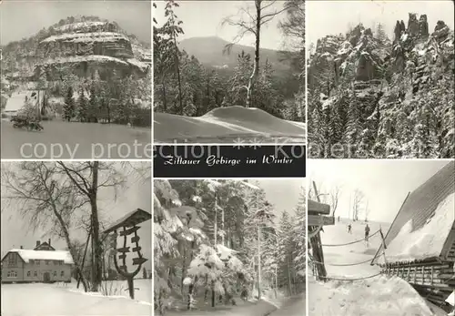 Oybin Zittauer Gebirge im Winter Hochwald Nonnenfelsen Kurhaus Lueckendorf Toepfer Skilift Hain Kat. Kurort Oybin