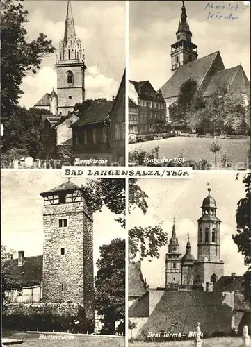 Bad Langensalza Bergkirche Platz der DSF Butterturm Drei Tuerme Blick Kat. Bad Langensalza