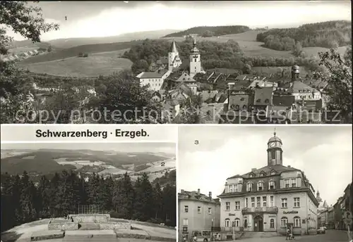 Schwarzenberg Erzgebirge Teilansicht mit Schloss Wilhelm Pieck Feierstaette HO Gaststaette Hotel Haus der Einheit Kat. Schwarzenberg