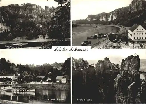 Rathen Saechsische Schweiz Bastei Bruecke Elbe Dampfer Kurort Elbsandsteingebirge Kat. Rathen Sachsen