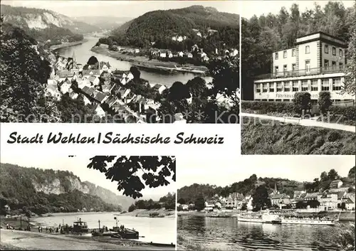 Wehlen Sachsen Panorama Elbtal Elbsandsteingebirge Faehrhaus Dampfer Kat. Wehlen