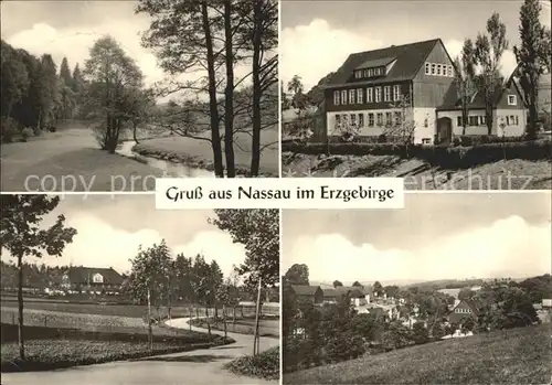 Nassau Erzgebirge Teilansichten Landstrasse Bachlauf Kat. Frauenstein Sachsen