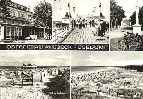 Ahlbeck Ostseebad Ostseehotel Duenenstrasse Seebruecke Konzertplatz Uhr Strand Kat. Heringsdorf Insel Usedom