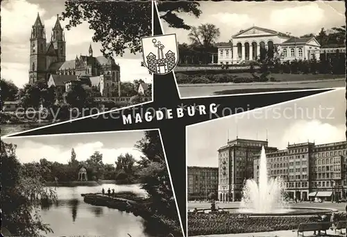 Magdeburg Dom Schloss Springbrunnen Park Kat. Magdeburg