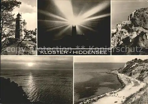 Kloster Hiddensee Leuchtturm Kueste Strand Sonnenuntergang Kat. Insel Hiddensee