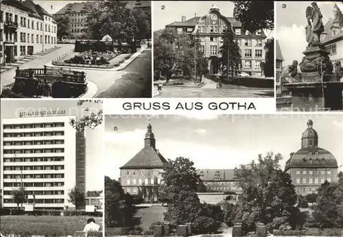 Gotha Thueringen Wasserkunst Schlossberg Ingenieurschule fuer Bauwesen Rathausbrunnen Hochhaus Schloss Kat. Gotha