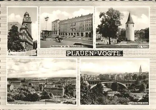 Plauen Vogtland Rathaus Neubauten Bahnhofstrasse Am Tunnel Turm Friedrich Ebert Bruecke Kat. Plauen