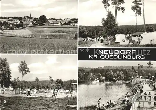 Neudorf Quedlinburg Teilansicht Campingplatz Birnbaumteich Spielplatz Kat. Neudorf Quedlinburg