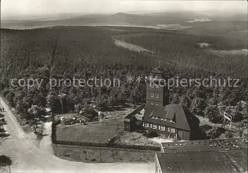 Oberwiesenthal Erzgebirge Blick vom Aussichtsturm des Fichtelberghauses zur Wetterwarte Kat. Oberwiesenthal