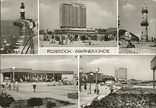 Warnemuende Ostseebad Mole Interhotel Neptun Gaststaette Teepott Leuchtturm Versorgungstrakt Strandpromenade Kat. Rostock