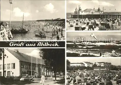 Ahlbeck Ostseebad Strand Seebruecke Moewen Hotel Restaurant Kat. Heringsdorf Insel Usedom