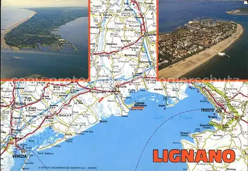Lignano Fliegeraufnahme Landkarte Kat. Lignano