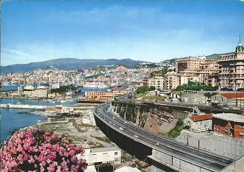 Genova Genua Liguria Panorama porto con sopraelevata Hafen Stadtautobahn Kat. Genova