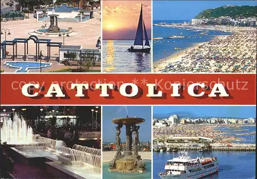 Cattolica Brunnen Wasserspiele Statue Segelboot Strand Faehre Kat. Cattolica