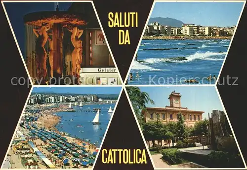 Cattolica Panorama Riviera Adriatica Brunnen Skulptur Kat. Cattolica
