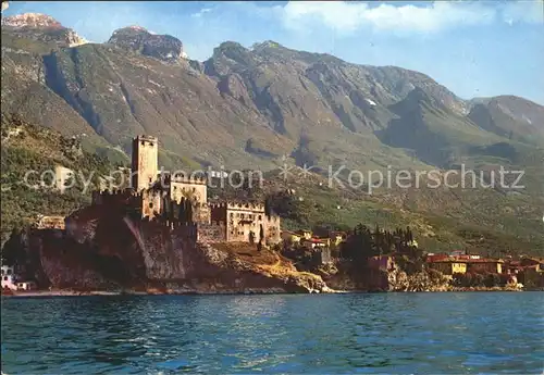 Malcesine Lago di Garda Castello Scaligero e Monte Baldo Schloss Gardasee Kat. Malcesine