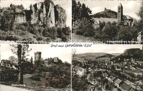 Gerolstein Munterley Erloeserkirche mit Auberg Kasselburg Panorama Kat. Gerolstein