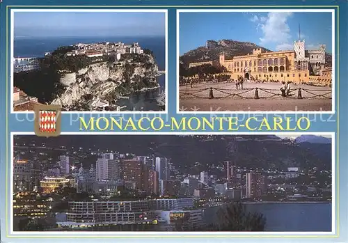 Monte Carlo Rocher de Monaco Schloss Stadt bei Nacht Kat. Monte Carlo