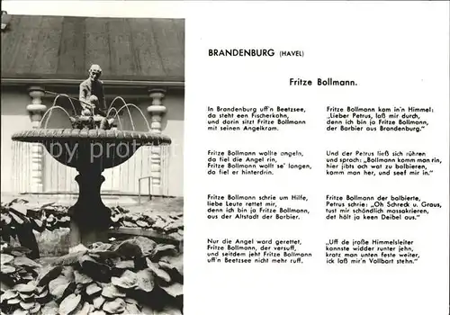Brandenburg Havel Fritz Bollmann Gedicht Brunnen Kat. Brandenburg