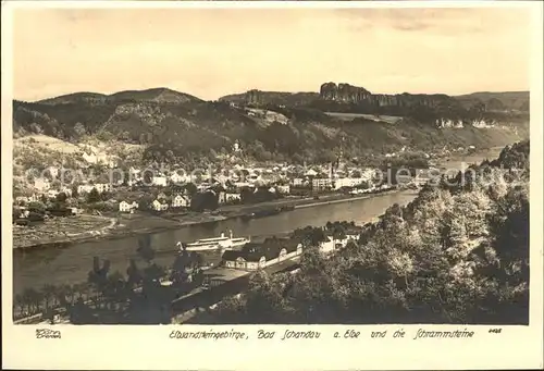 Bad Schandau Panorama Elbe Schrammstein Elbsandsteingebirge Kat. Bad Schandau