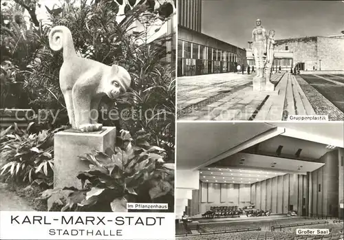 Karl Marx Stadt Stadthalle Grosser Saal Pflanzenhaus Plastik Skuptur Kat. Chemnitz