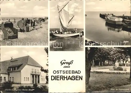 Dierhagen Ostseebad Strand Segeln Hafen Platz der Freundschaft Denkmal FDGB Heim Ernst Moritz Arndt Kat. Dierhagen Ostseebad