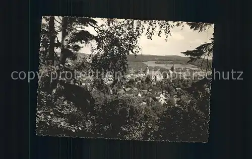 Schwarzenberg Erzgebirge Durchblick vom Waldrand aus Handabzug Kat. Schwarzenberg