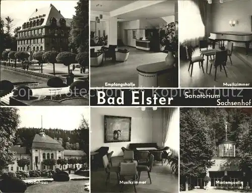 Bad Elster Sanatorium Sachsenhof Empfangshalle Musikzimmer Marienquelle Badehaus Kat. Bad Elster