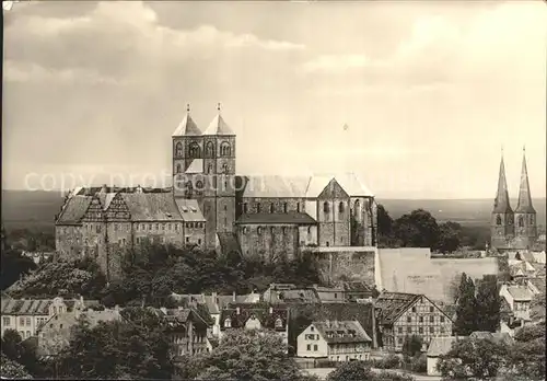Quedlinburg Blick von der Altenburg auf Schloss und Stiftskirche Kat. Quedlinburg