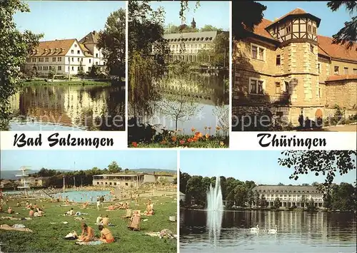Bad Salzungen Hufeland Sanatorium Kurhaus Haunscher Hof Schwimmbad Kurhaus Burgsee Kat. Bad Salzungen