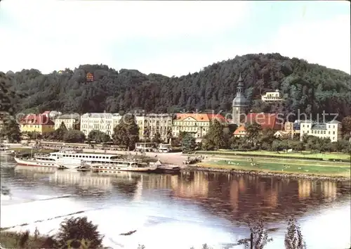 Bad Schandau Partie an der Elbe Dampfer Kat. Bad Schandau