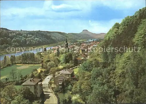 Bad Schandau Panorama Blick vom Personenaufzug Lilienstein Elbsandsteingebirge Kat. Bad Schandau