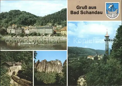 Bad Schandau Faehre Gaststaette Lichtenhainer Wasserfall Kirnitzschtalbahn Schrammsteine Elbsandsteingebirge Personenaufzug Kat. Bad Schandau